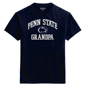 navy short sleeve t-shirt with Penn State arched over Athletic Logo and Grandpa